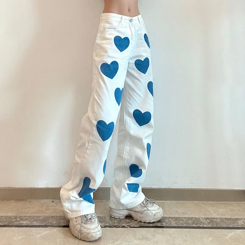 Luna Women's Denim Heart Print