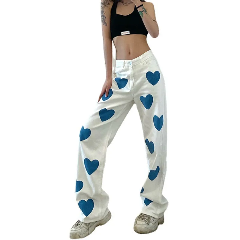 Luna Women's Denim Heart Print