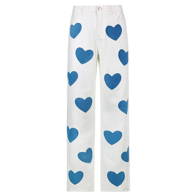 Luna Women's Denim Heart Print