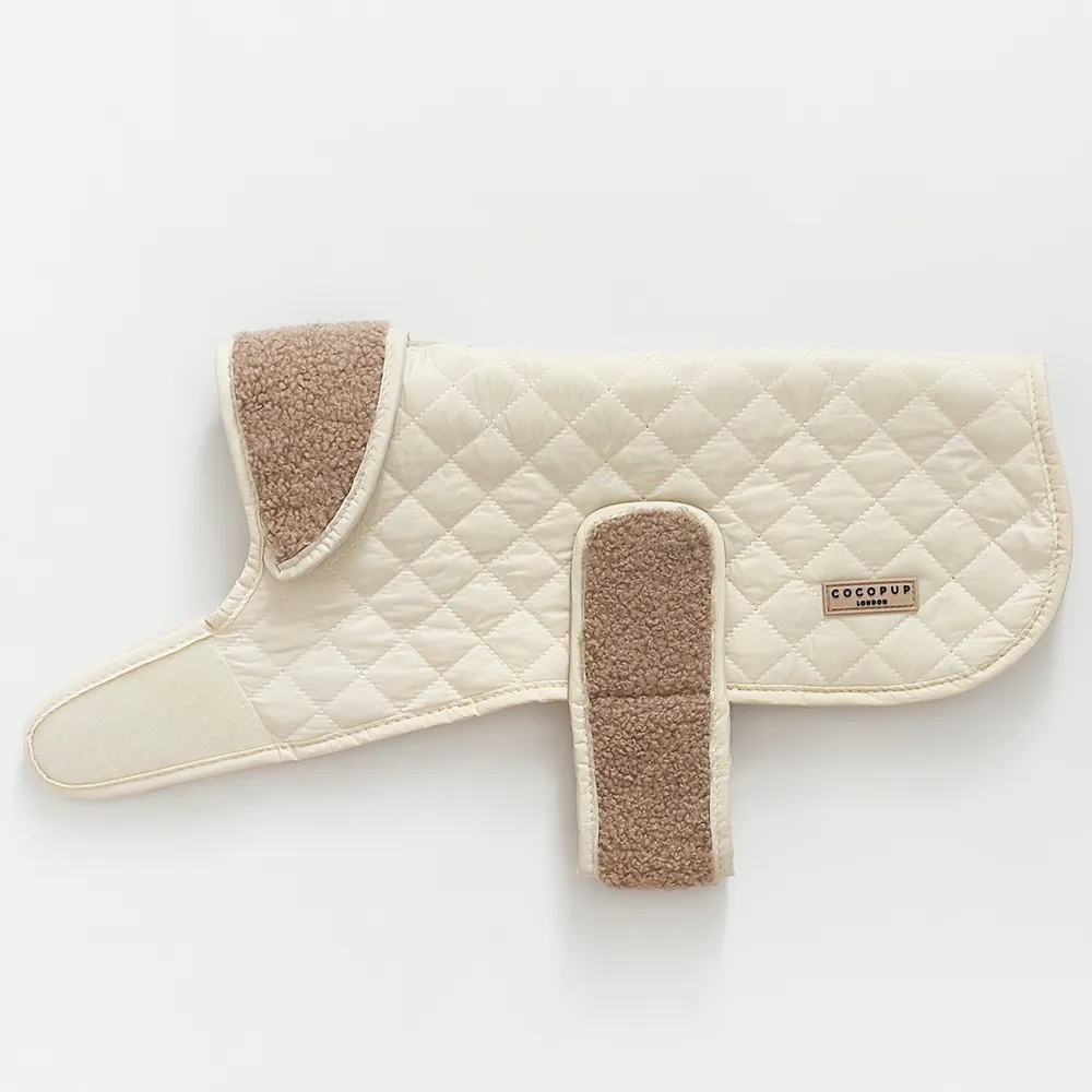 LUXE Quilted Dog Coat - Creamy Chai