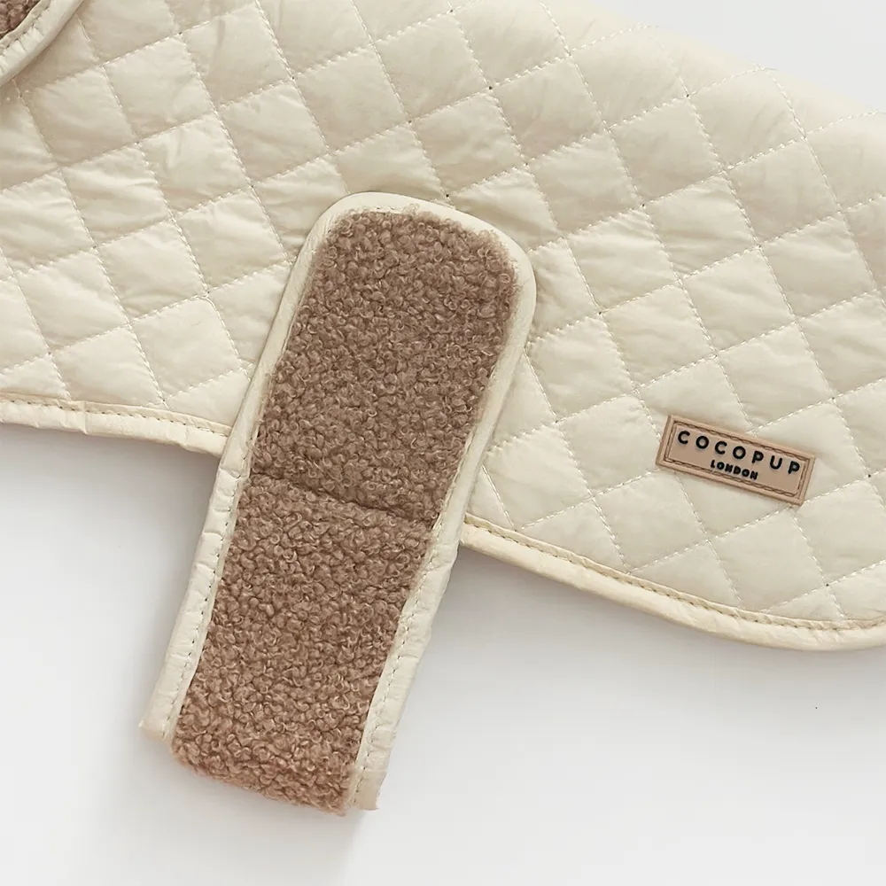 LUXE Quilted Dog Coat - Creamy Chai