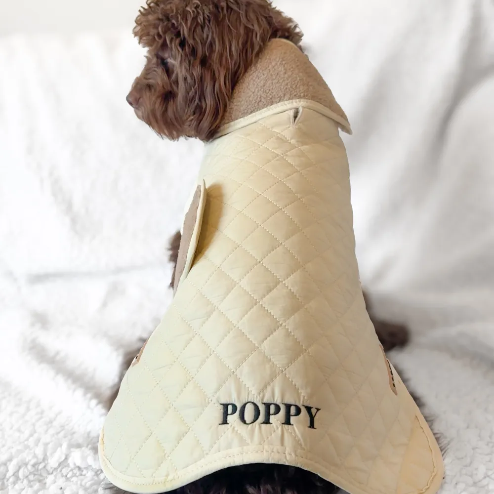 LUXE Quilted Dog Coat - Creamy Chai