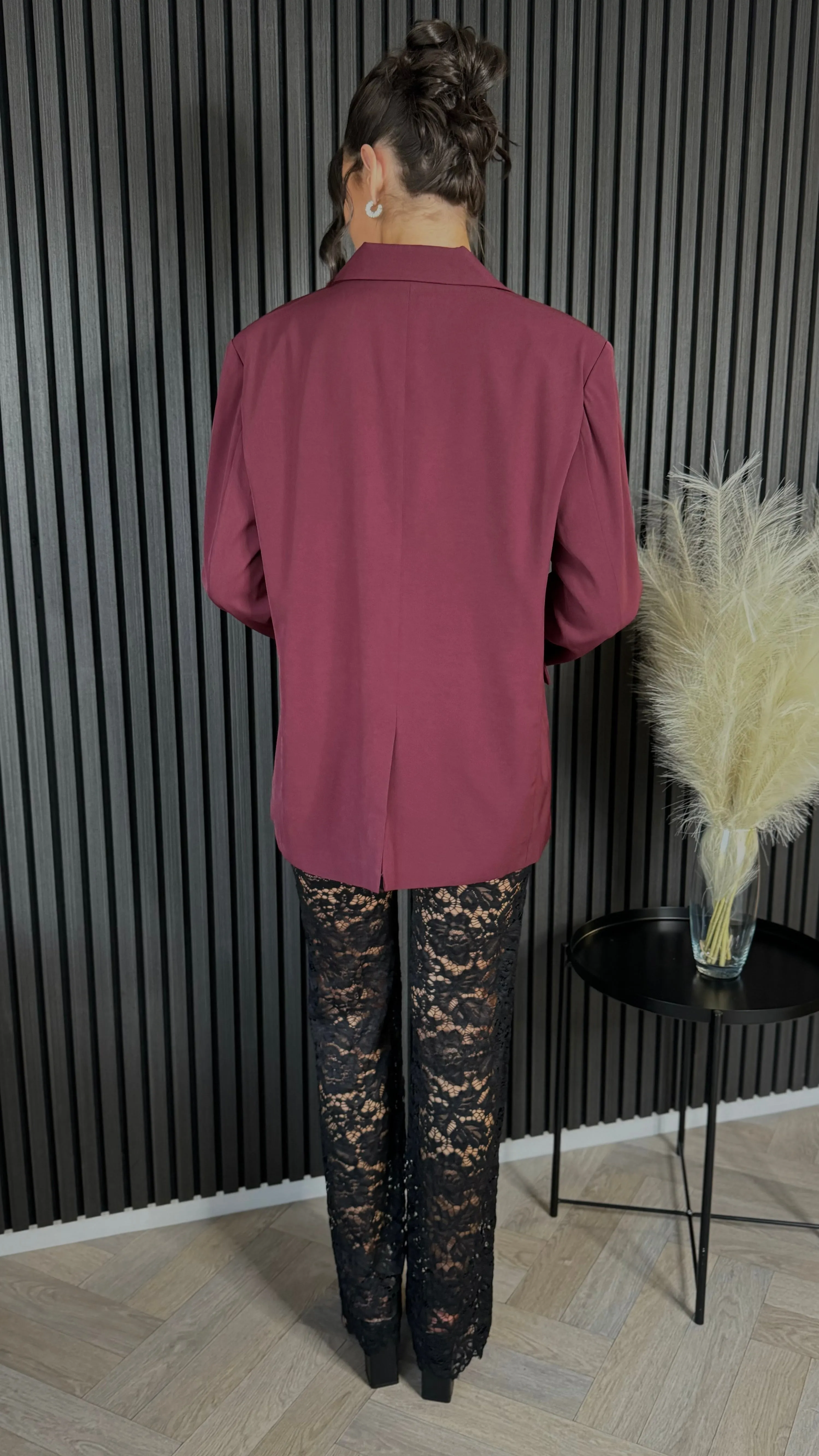 Maddison Black Lace Detail Straight Leg Trousers
