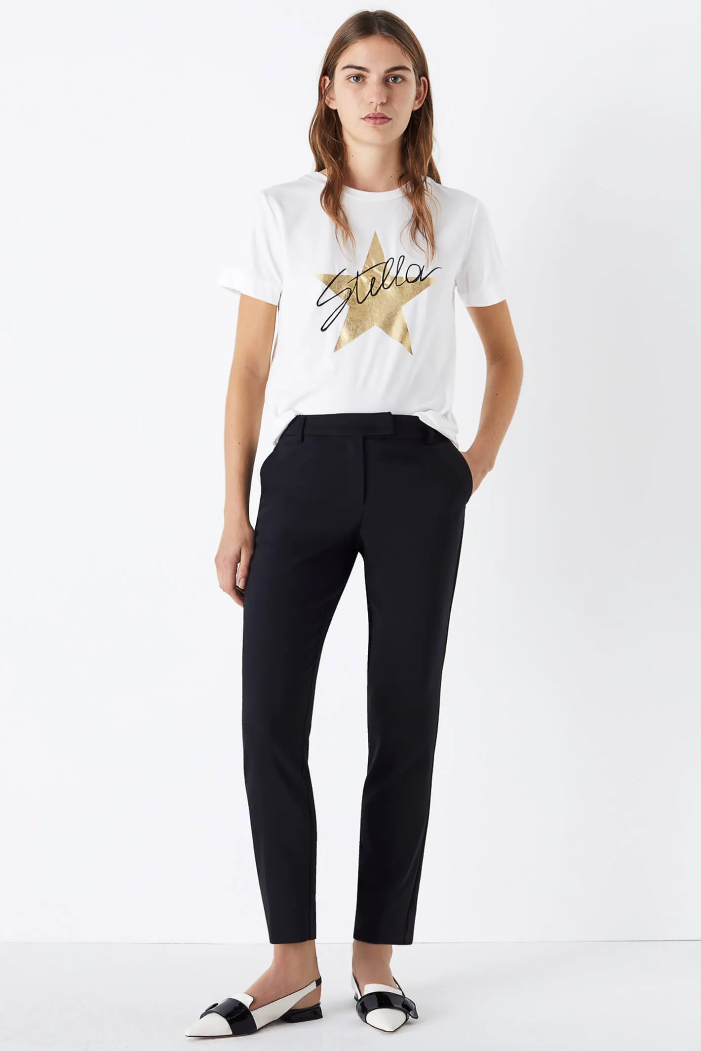 Marella Baci Navy Trousers Cigarette Style