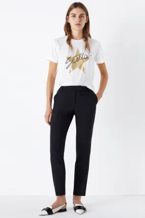 Marella Baci Navy Trousers Cigarette Style