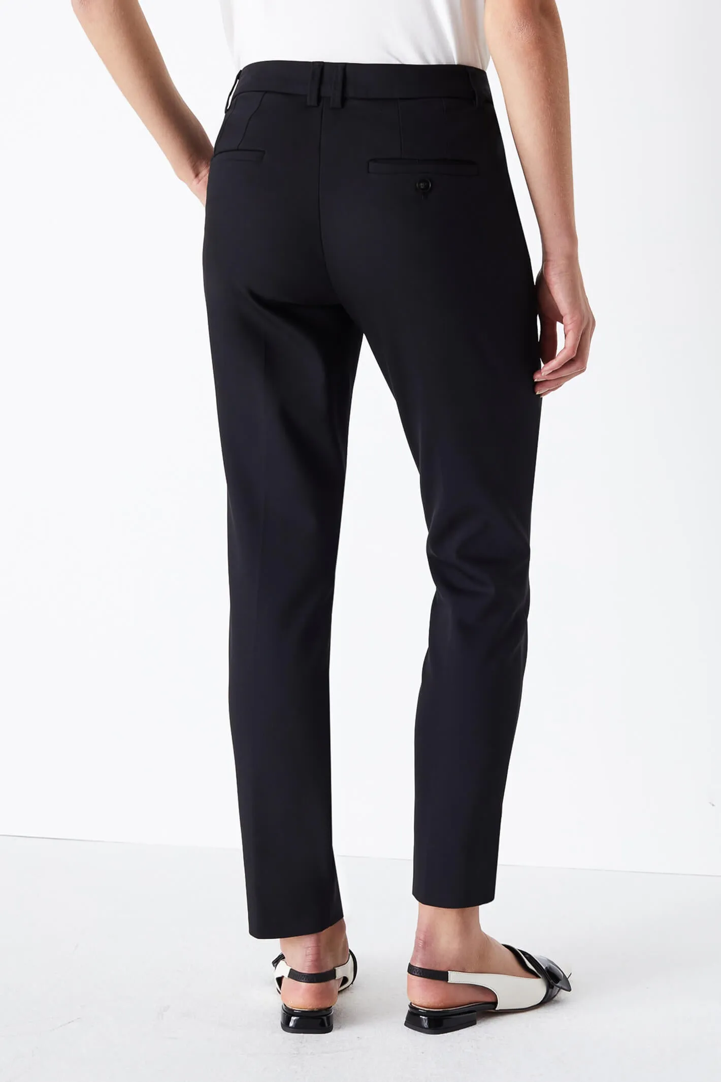 Marella Baci Navy Trousers Cigarette Style