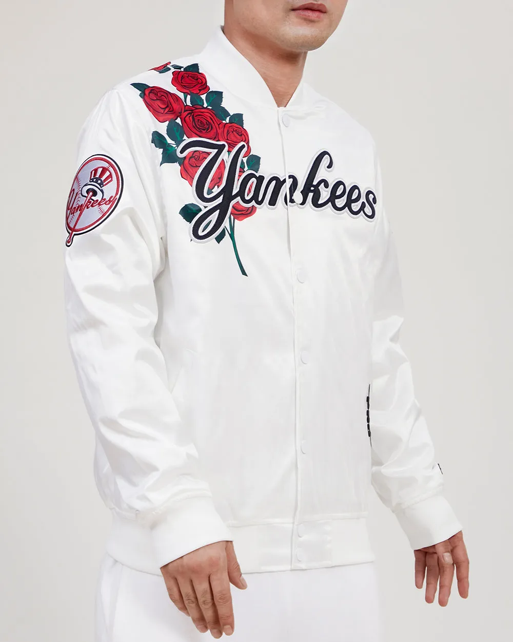 MLB NEW YORK YANKEES ROSES MEN'S TRACK JACKET (WHITE)