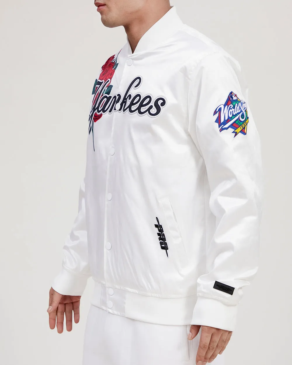 MLB NEW YORK YANKEES ROSES MEN'S TRACK JACKET (WHITE)