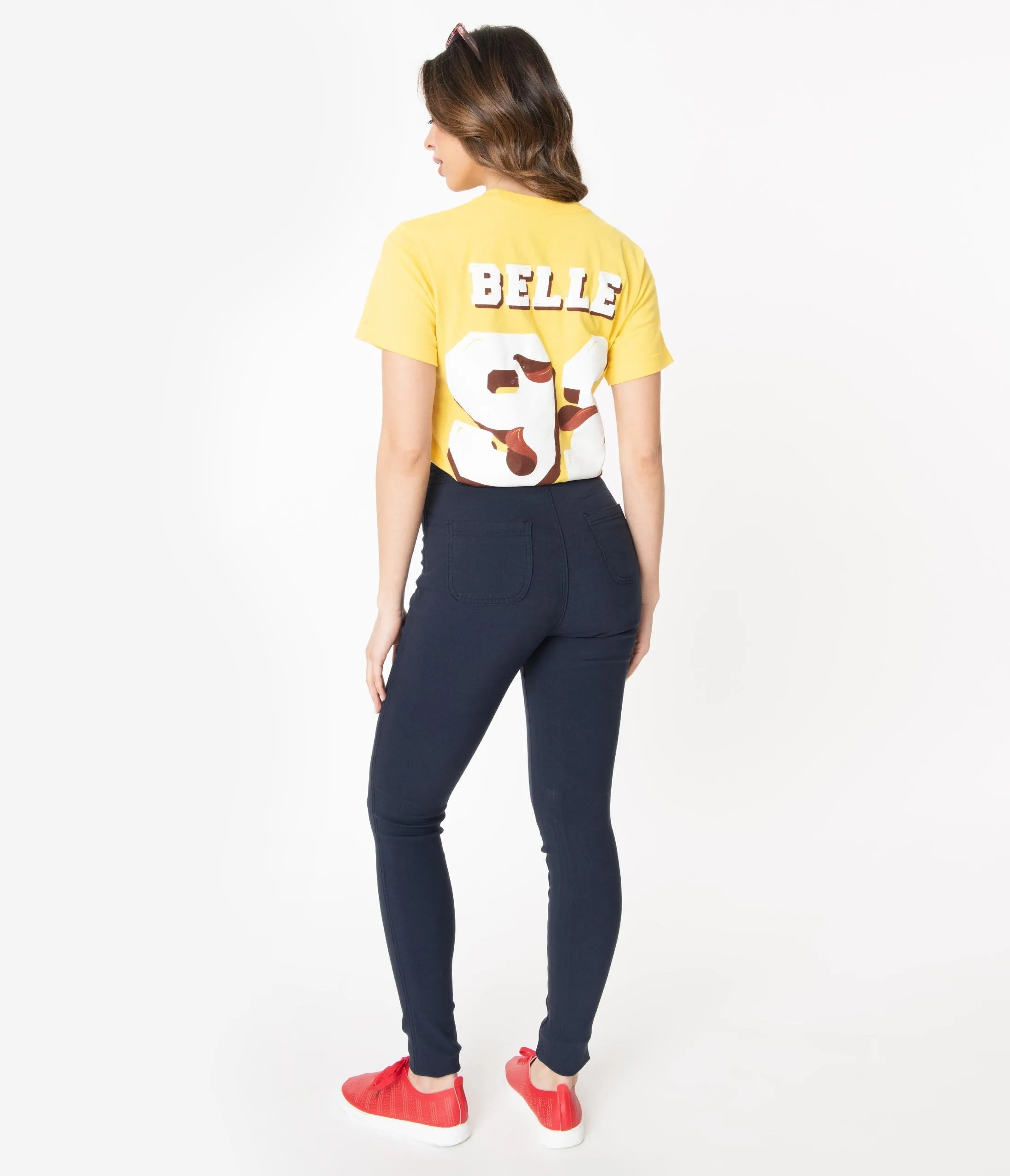 Navy Blue High Waist Cigarette Pants