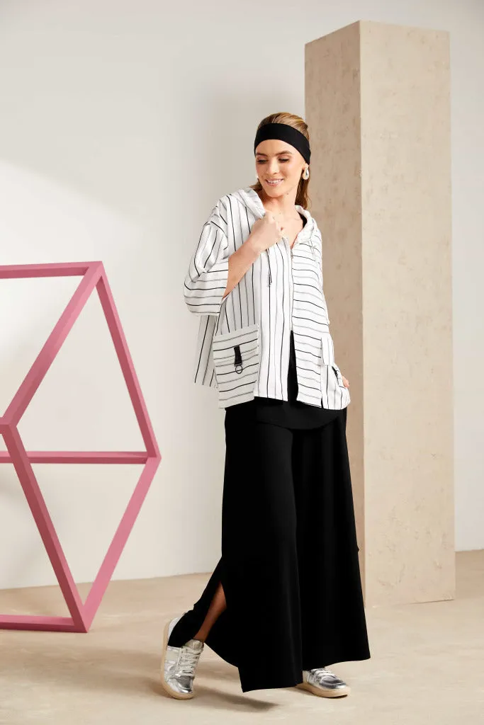Naya Wide Leg Jersey Trouser With Slit- Black