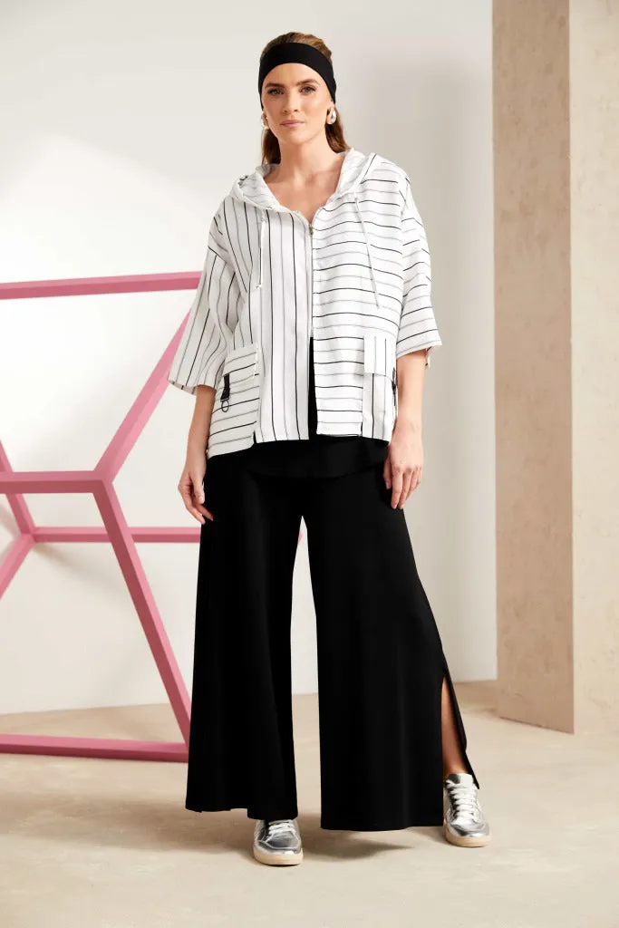 Naya Wide Leg Jersey Trouser With Slit- Black