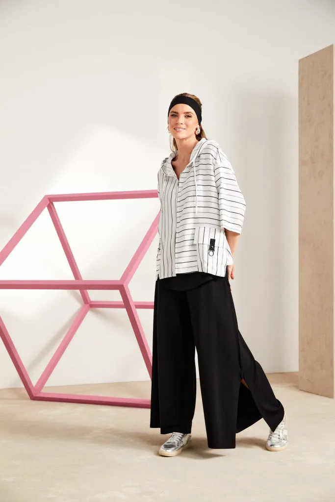 Naya Wide Leg Jersey Trouser With Slit- Black