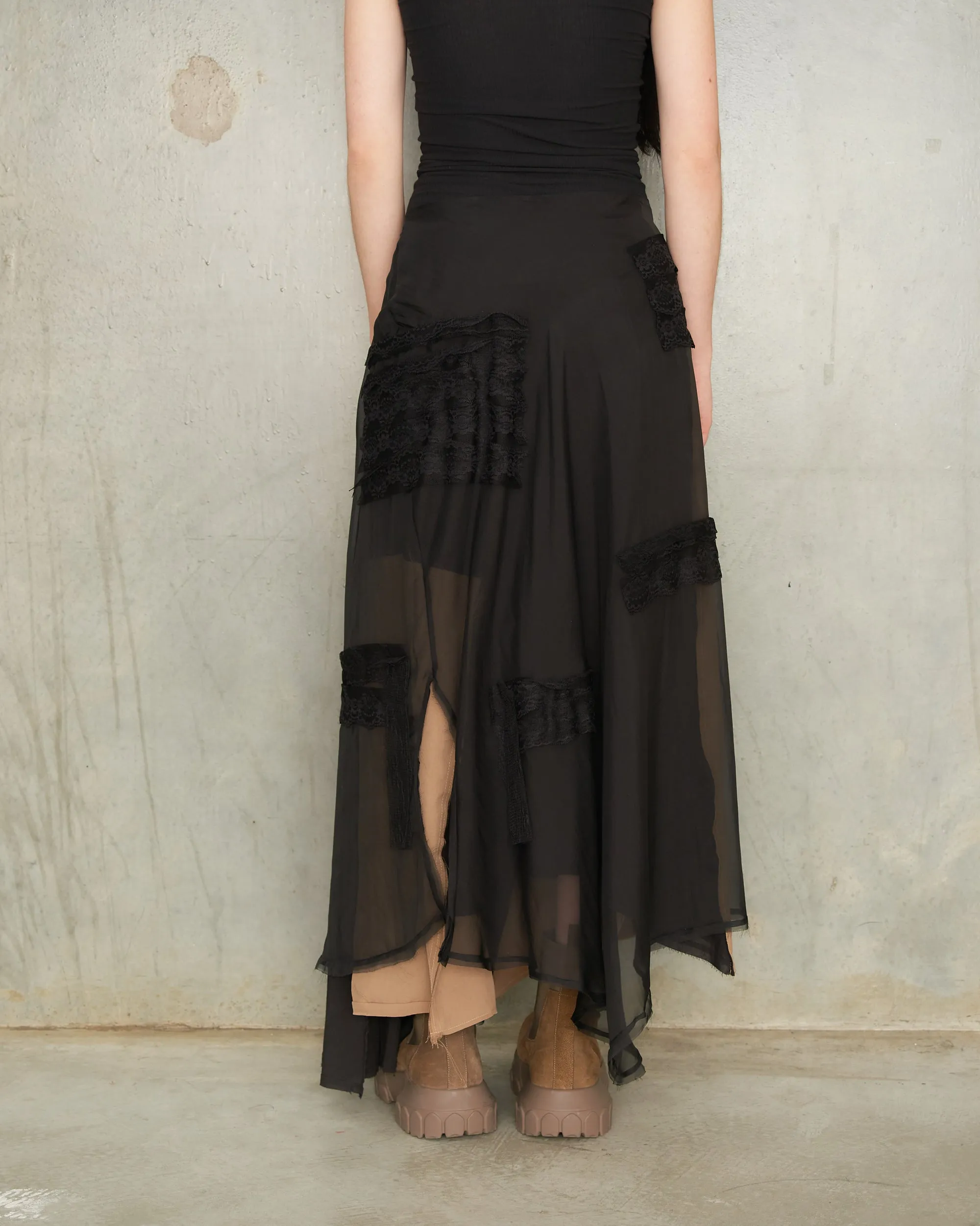 Noir Layered Lace Wrap Skirt