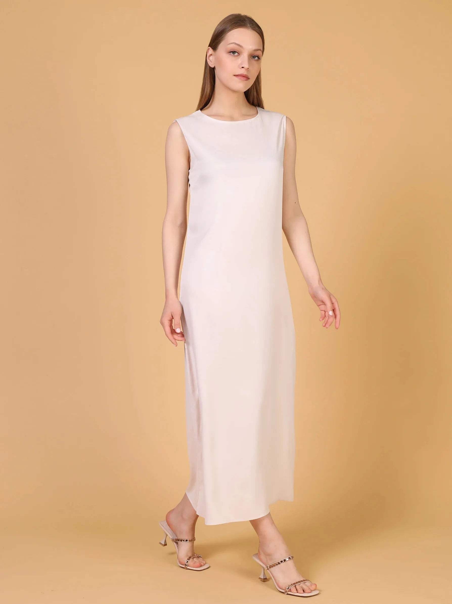 Nude Sleeveless Slip Dress