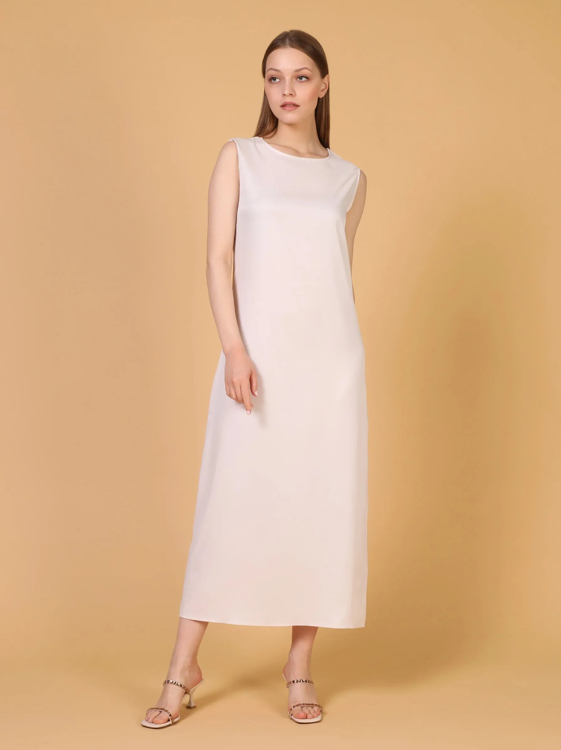 Nude Sleeveless Slip Dress