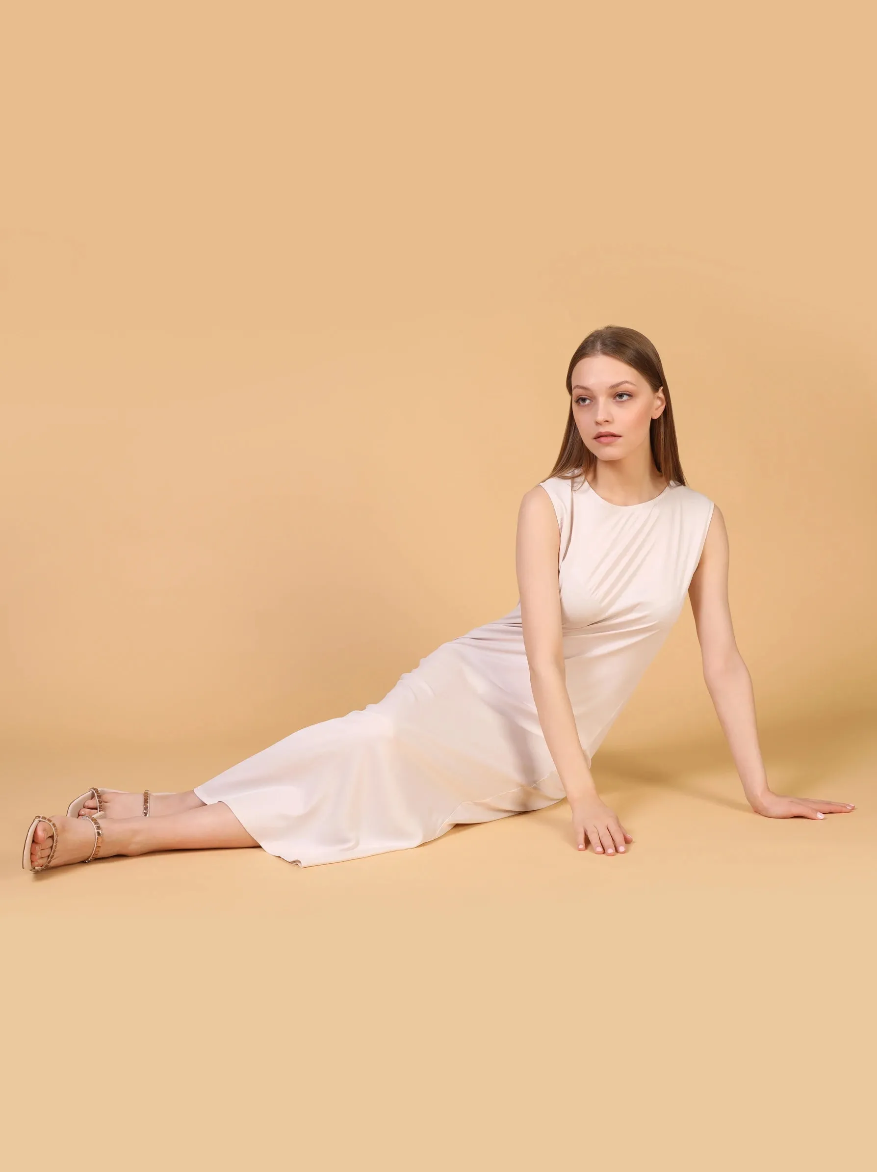 Nude Sleeveless Slip Dress