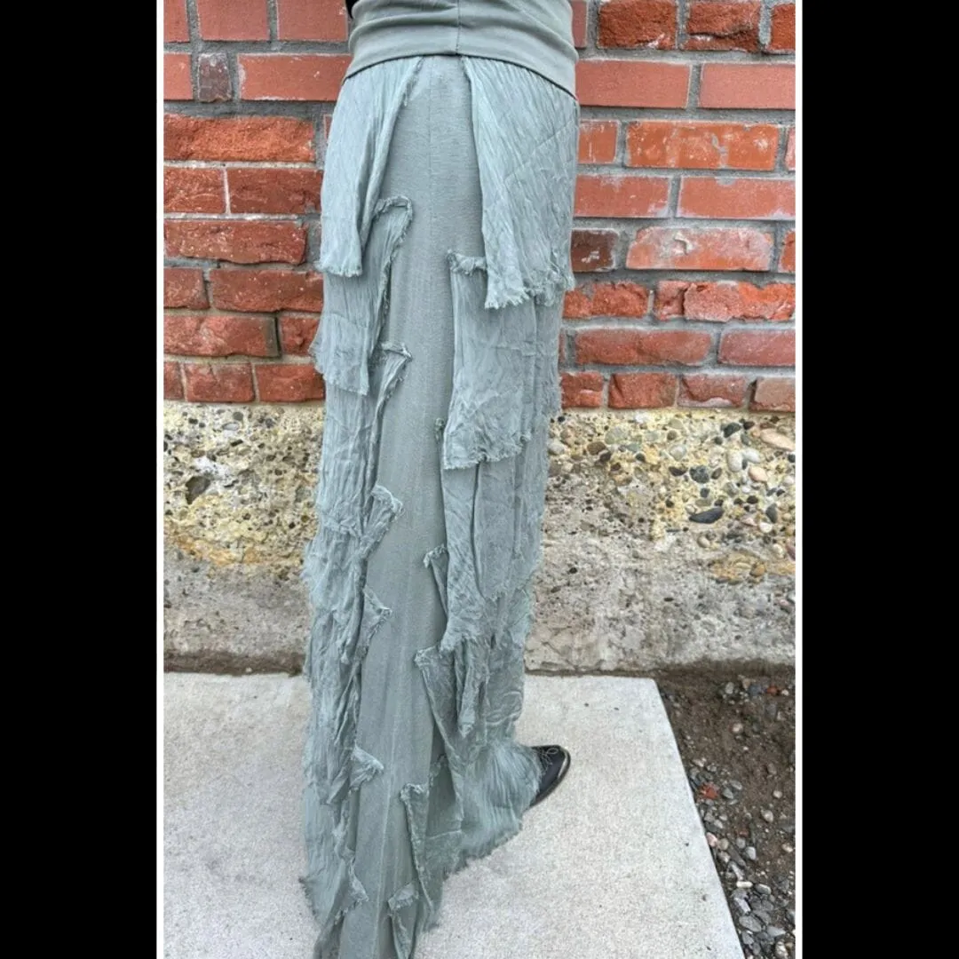 Olive Silk Tiered Skirt - KGG1-OV
