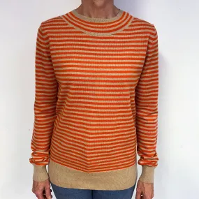 Patagonia Orange Caramel Stripe Cashmere Crew Neck Jumper Medium