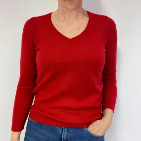 Post Box Red V-Neck Jumper Medium