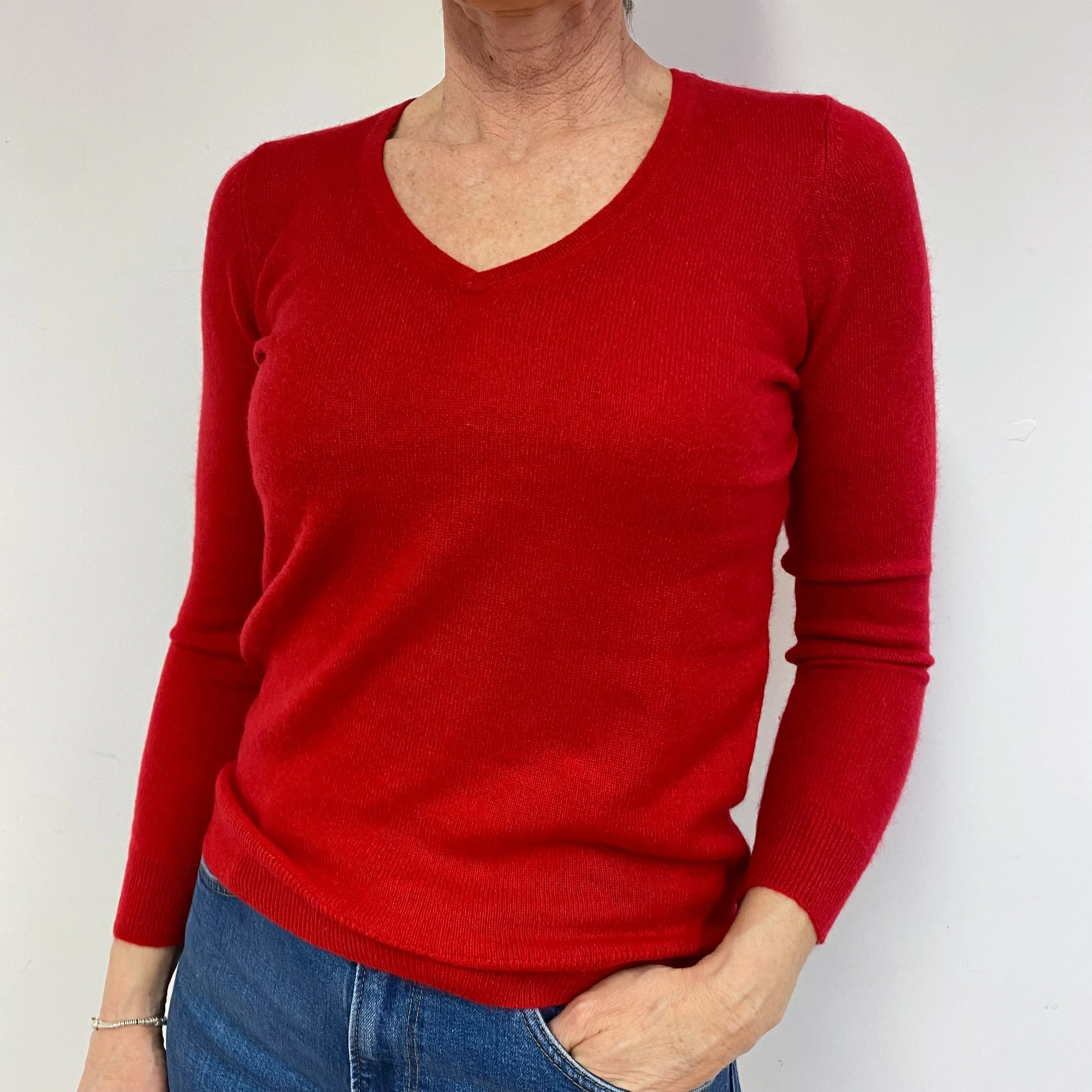 Post Box Red V-Neck Jumper Medium