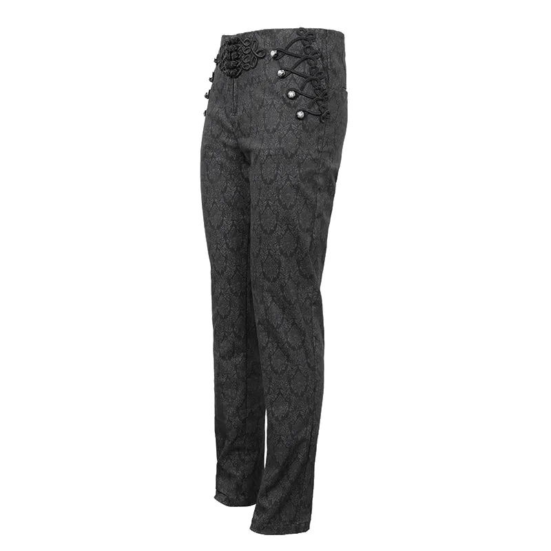 PT116 party dress up fancy costume Gothic patterned men black trousers