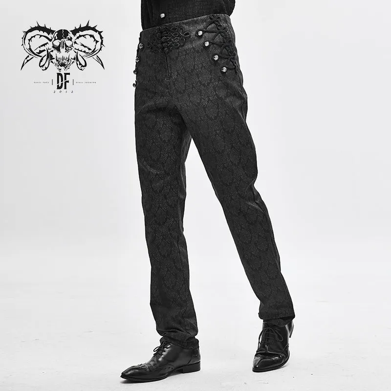 PT116 party dress up fancy costume Gothic patterned men black trousers