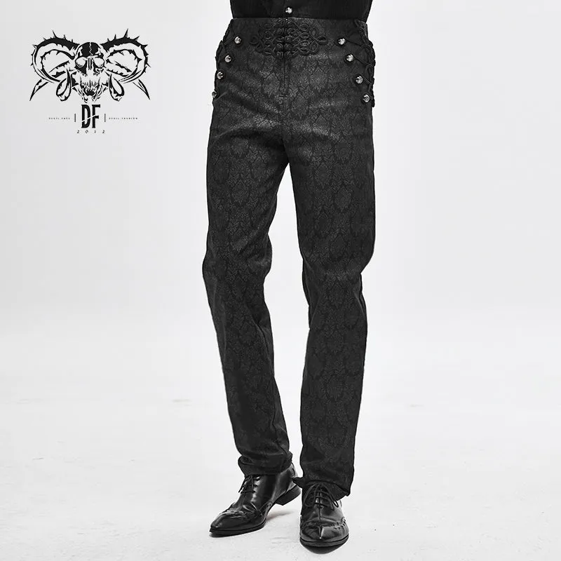 PT116 party dress up fancy costume Gothic patterned men black trousers