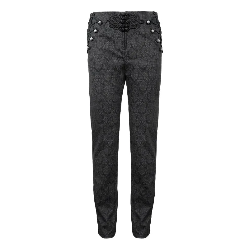 PT116 party dress up fancy costume Gothic patterned men black trousers