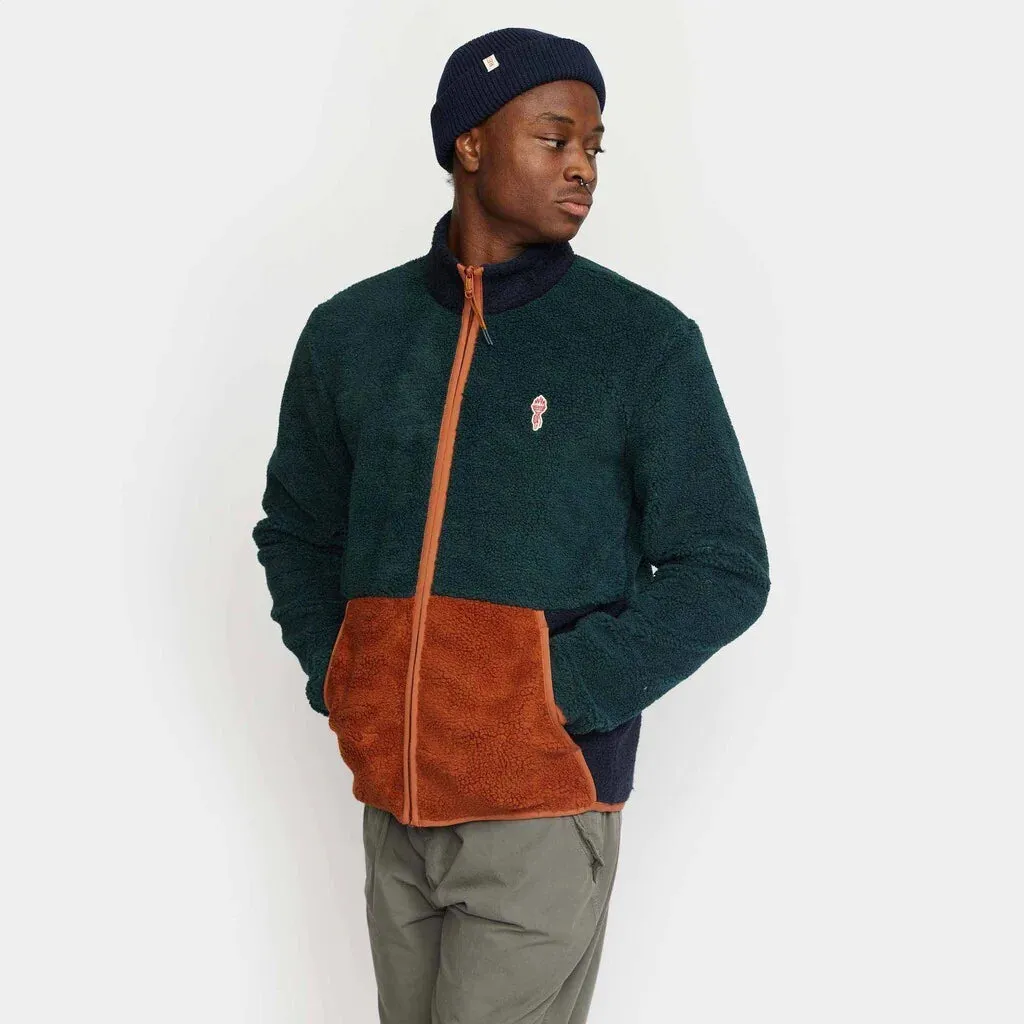 REVOLUTION | 7715 Blocked Teddy Jacket | Dark Green