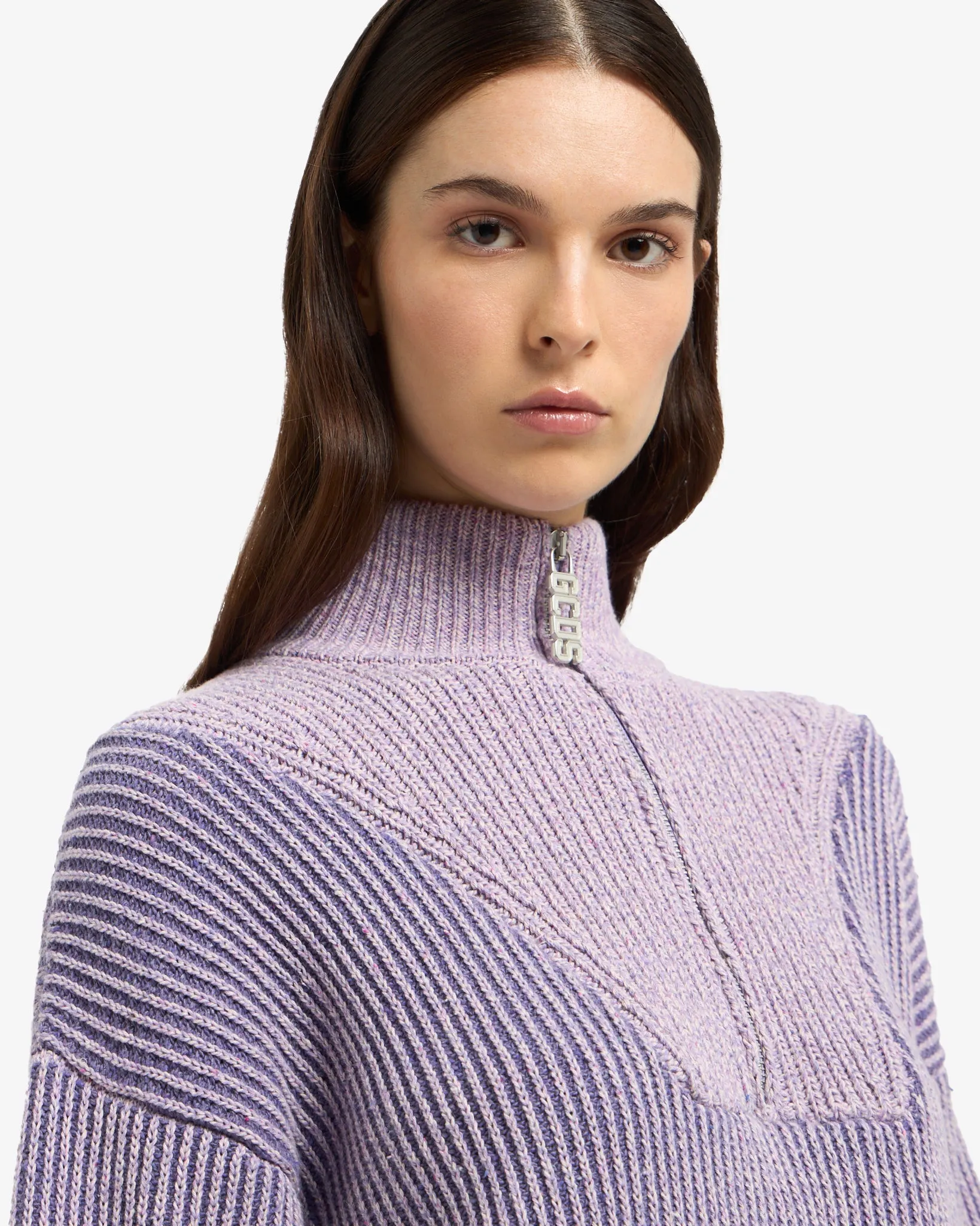 Ribbed Low Logo Half Zip Sweater