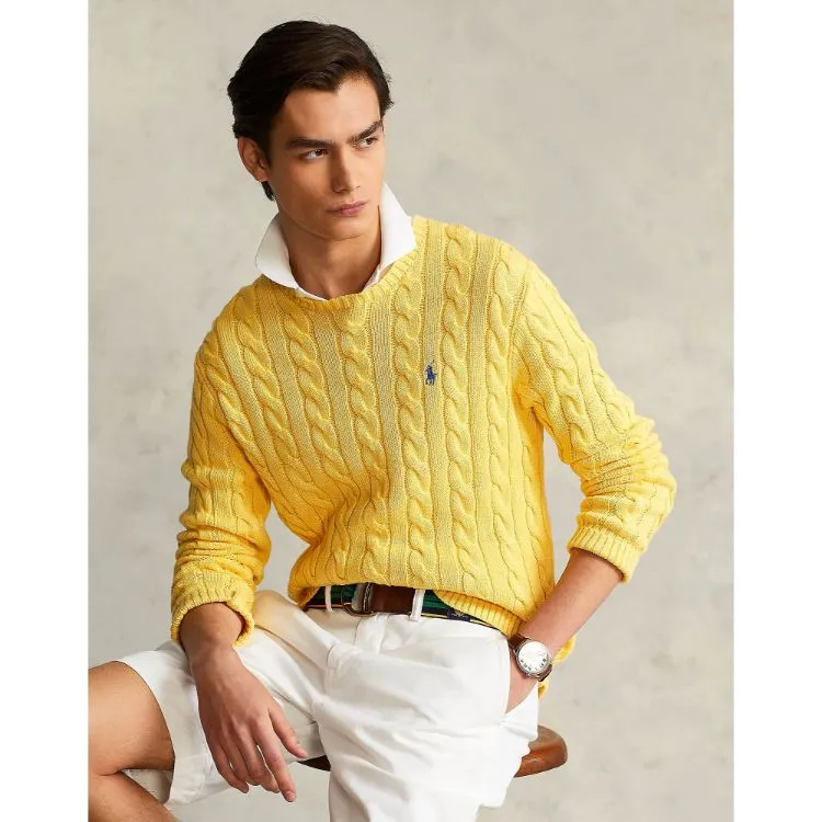 RL Cable Knit Cotton Sweater Yellow