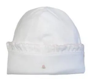Rosebud White Hat with White Ruffle