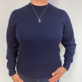 Scottish Navy Blue Cashmere Crew Neck Jumper Large