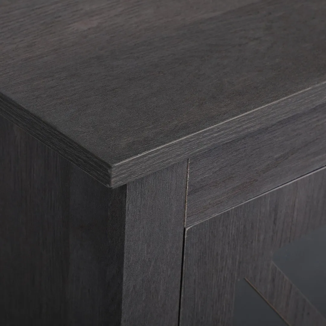 Set of 2 Nightstand, Bedside Furniture with X-Shaped Door, Bedroom End Table,Deep Gray