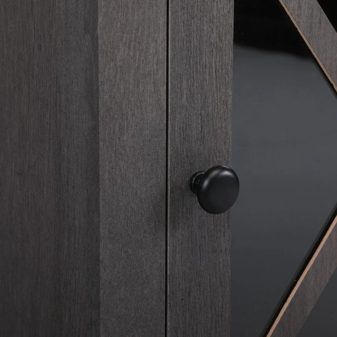Set of 2 Nightstand, Bedside Furniture with X-Shaped Door, Bedroom End Table,Deep Gray
