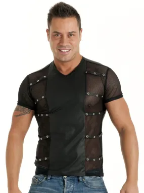 Stephen Leatherette & Fishnet T-Shirt