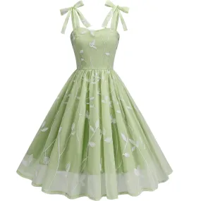 Strap Embroidered Cocktail Vintage Hepburn Dress
