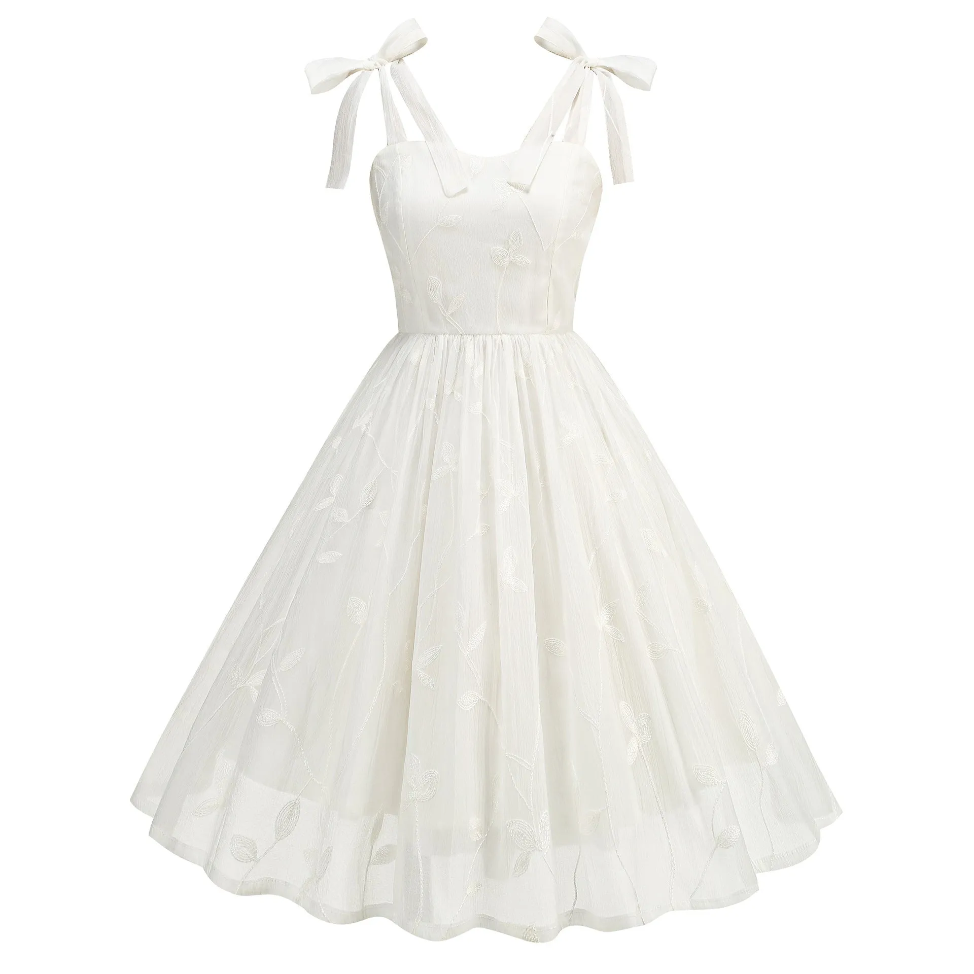 Strap Embroidered Cocktail Vintage Hepburn Dress