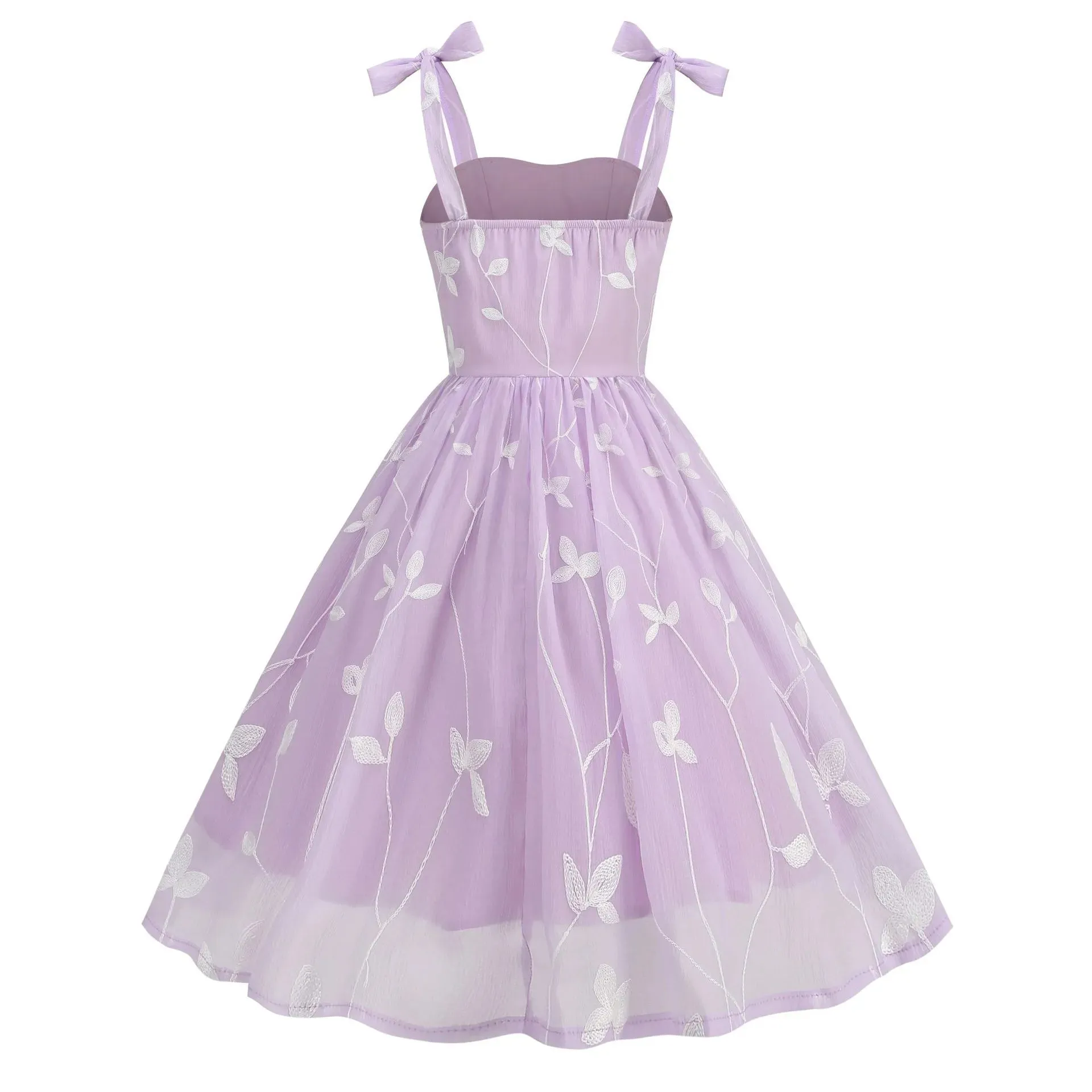 Strap Embroidered Cocktail Vintage Hepburn Dress
