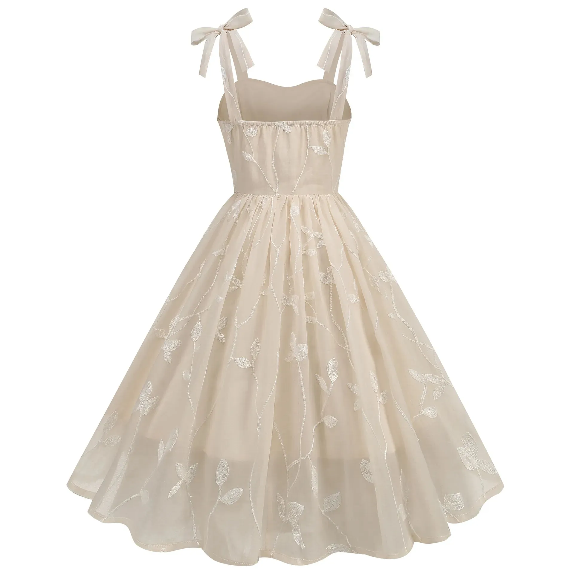 Strap Embroidered Cocktail Vintage Hepburn Dress