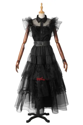 The Addams Family Wednesday Black Dress Cosplay Costume