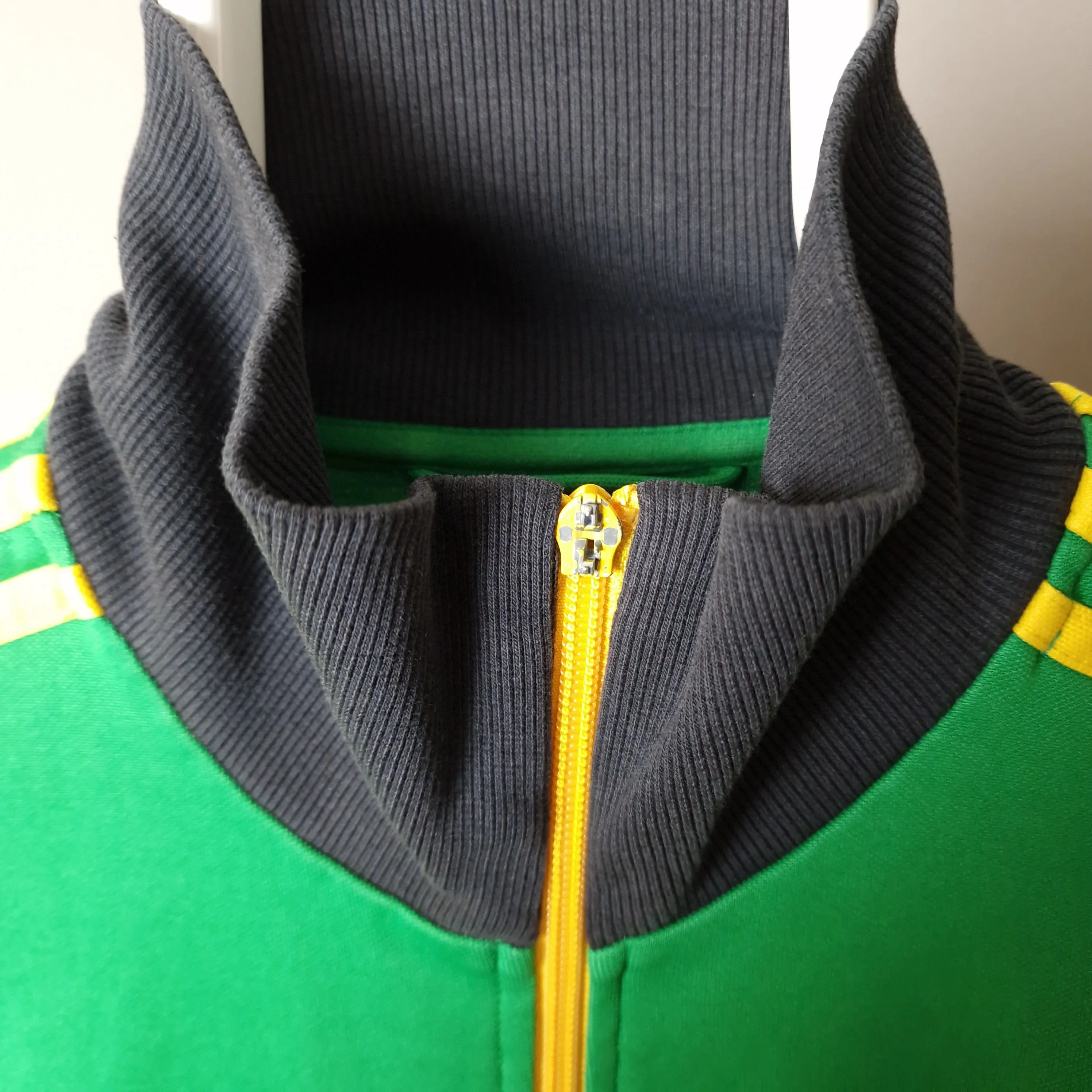 Vintage Adidas Cape Town track jacket in green and yellow - large