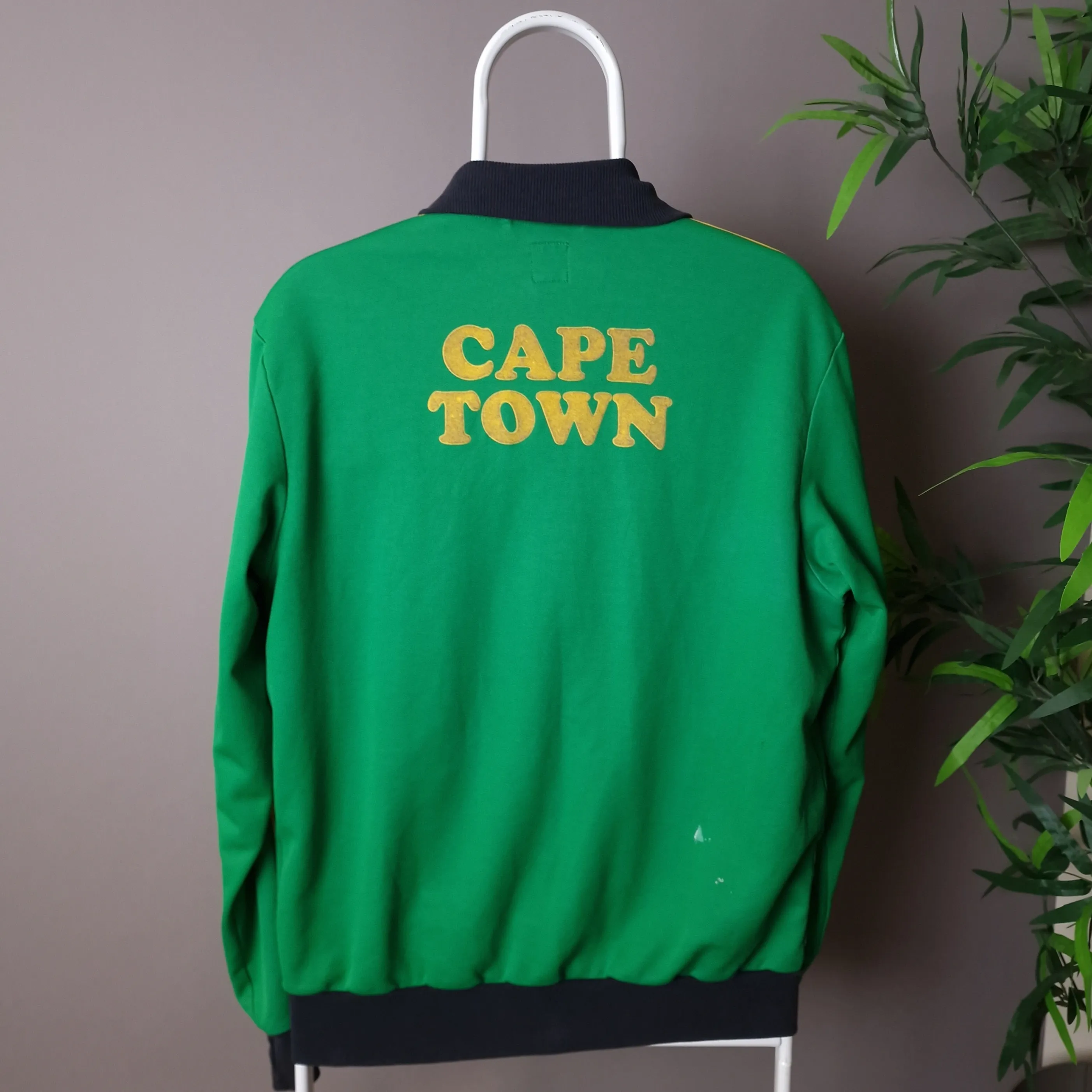 Vintage Adidas Cape Town track jacket in green and yellow - large