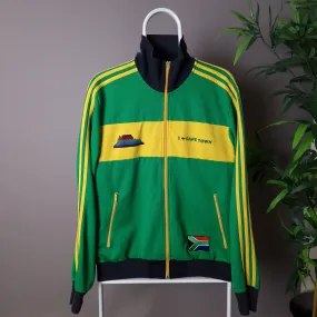 Vintage Adidas Cape Town track jacket in green and yellow - large