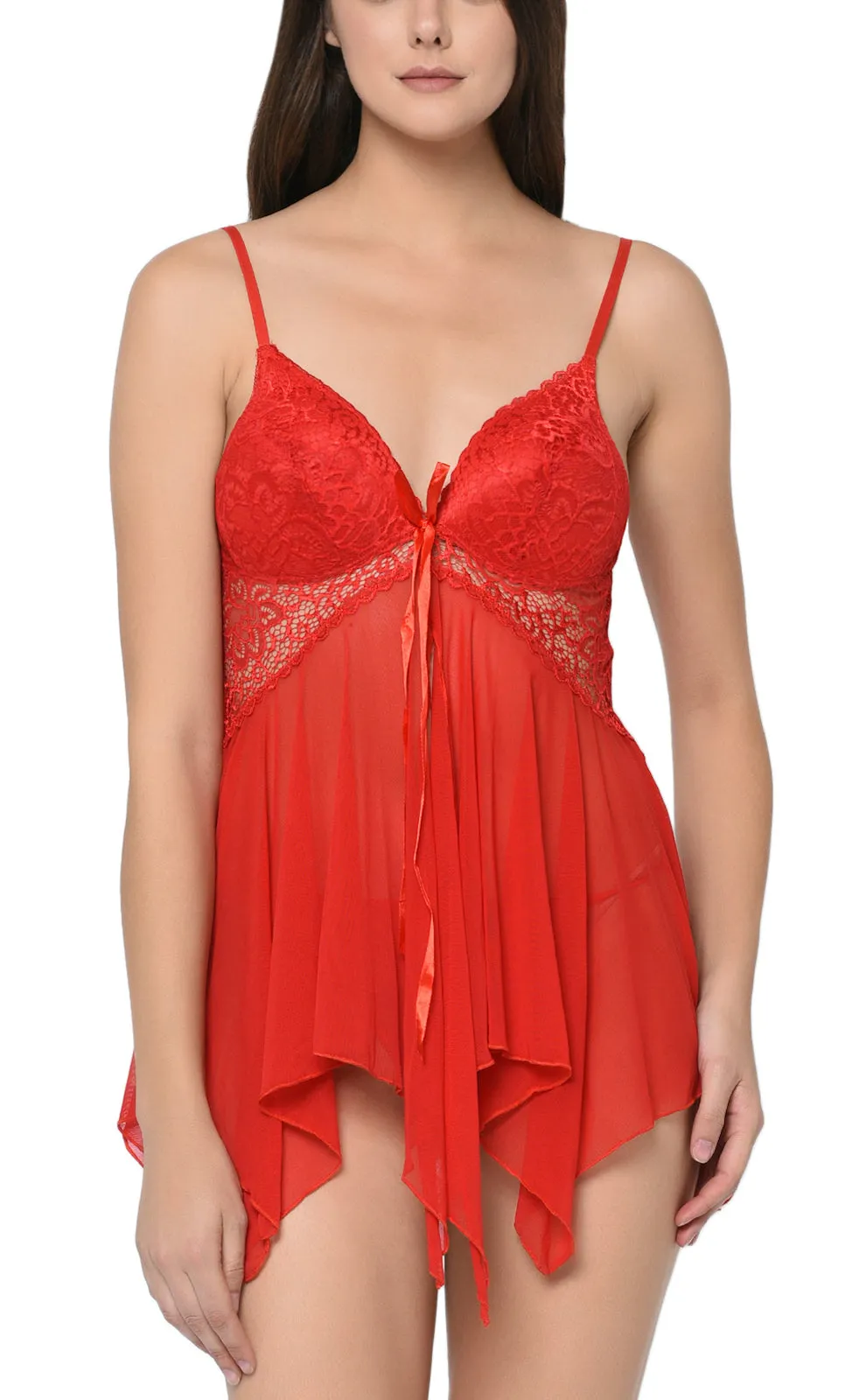 Xs and Os Women Babydoll Nightwear Lingerie Padded Cups Lacework Design
