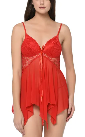 Xs and Os Women Babydoll Nightwear Lingerie Padded Cups Lacework Design