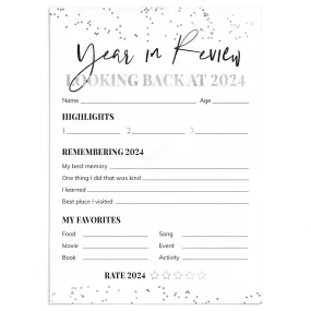 Year in Review Cards Printable