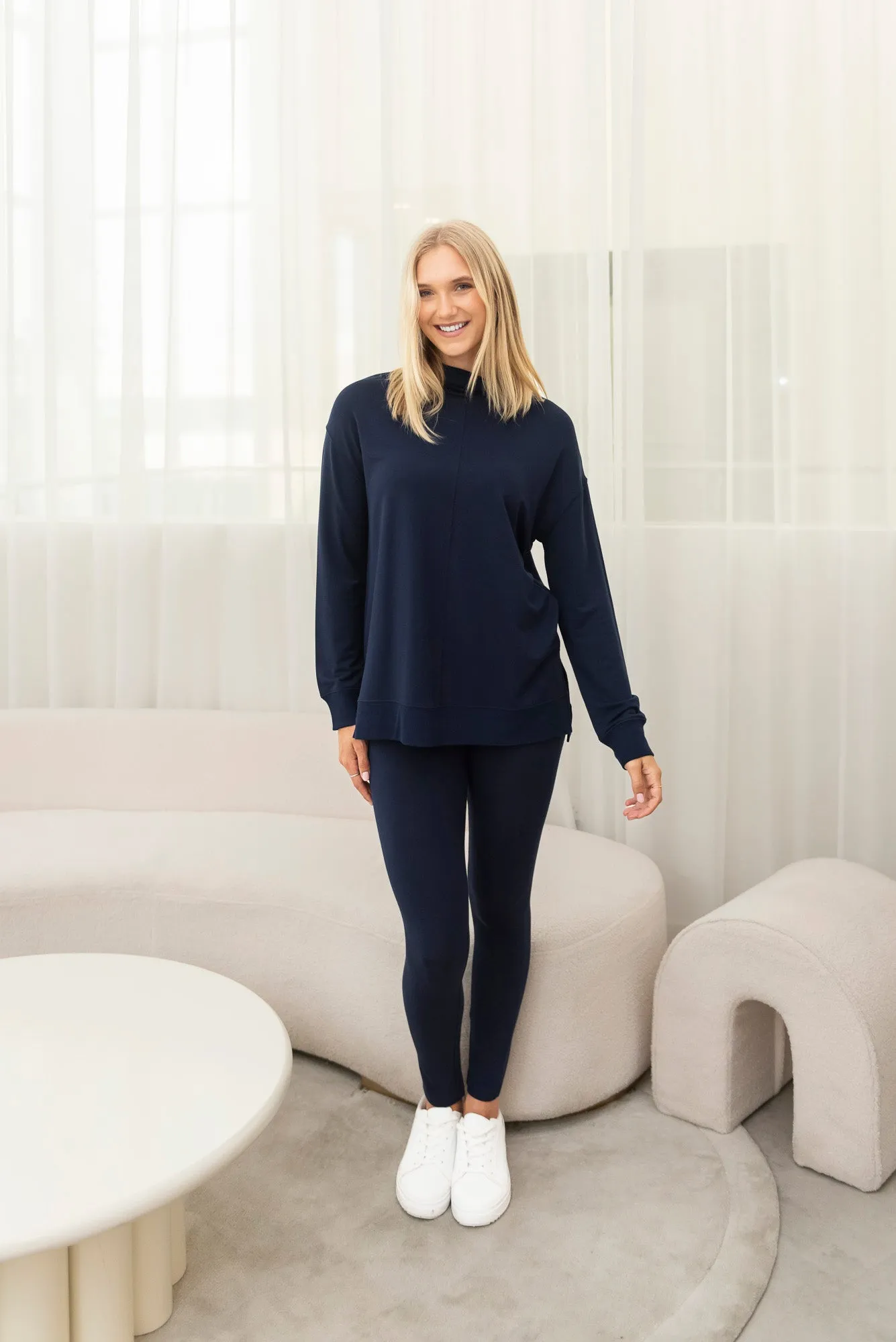 Zia Turtleneck Bamboo Top - Ink